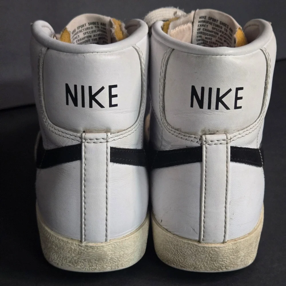 Nike Blazer Mid 77 Vintage White Black Sneakers Men's 8 BQ6806-100 High Top